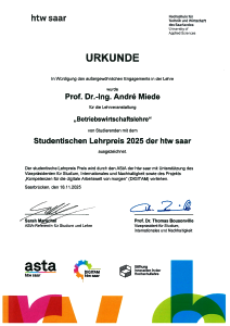 Urkunde Studentischer Lehrpreis 2025